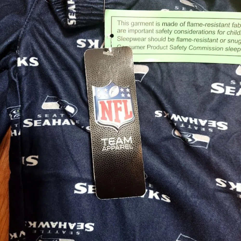NFL‎ Kids Boys and Girls Seattle Seahawks L 7 Navy Blue Flannel Pajama Pant New